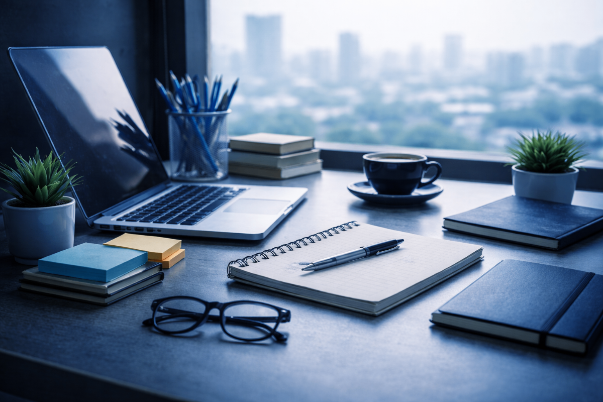 Oficina moderna con suministros